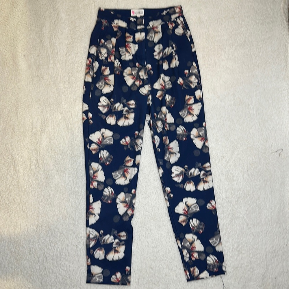 L'Atiste by Amy Size S Blue/White/Pink Floral Dress Pants